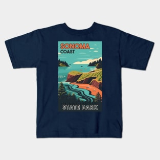 A Vintage Travel Art of the Sonoma Coast State Park - California - US Kids T-Shirt